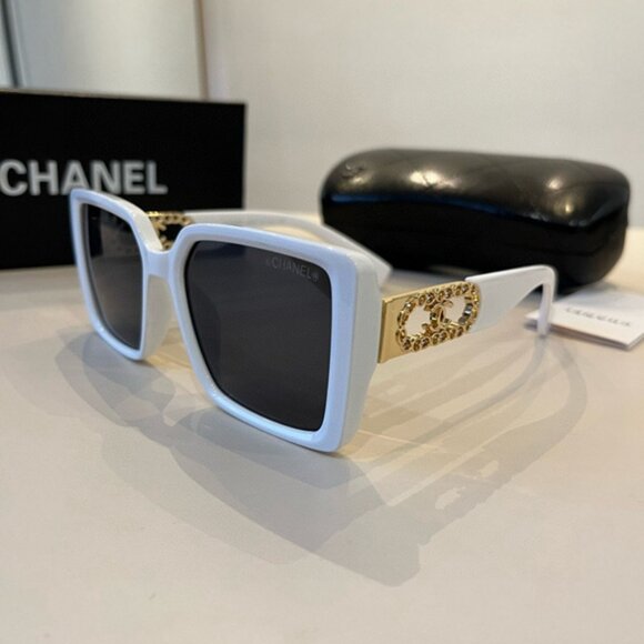 CHANEL Women's White Square Sunglasses - Picture 1 of 7